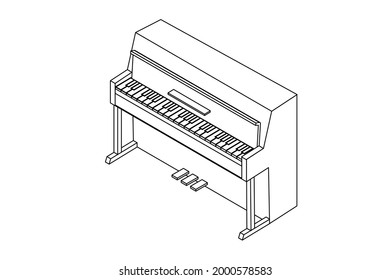 ilustración vectorial de teclas de piano. Esbozar ilustración en blanco y negro con líneas negras.