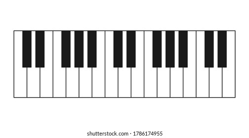 Ilustración vectorial de las teclas de piano. Parte de un instrumento musical. Sobre un fondo blanco