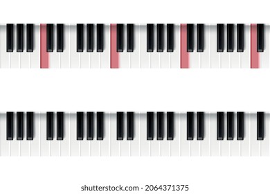 Piano keys vector isolated on white background. Octave designation. Musical instrument keyboard.