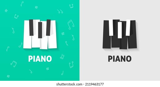 Piano Keys Vector For Jazz Music Poster Vector Abstract Or Fun Logo For Comic Kids Game Flat Cartoon And Black And White Illustration, Live Concert Flyer Design Element Or Classical Album Banner 