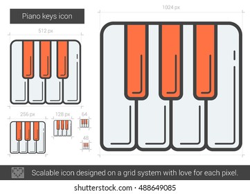 Piano keys vector line icon isolated on white background. Piano keys line icon for infographic, website or app. Scalable icon designed on a grid system.