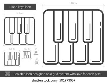 Icono de línea vectorial de teclas de piano aislado en fondo blanco. Icono de línea de teclas de piano para infografía, sitio web o aplicación. Icono escalable diseñado en un sistema de cuadrícula.
