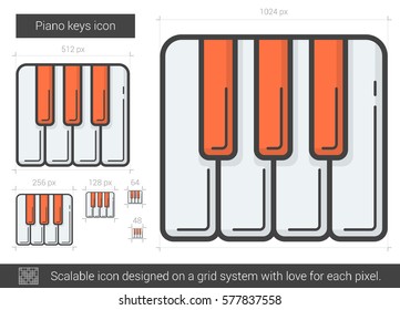 Piano keys vector line icon isolated on white background. Piano keys line icon for infographic, website or app. Scalable icon designed on a grid system.