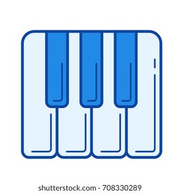 Piano keys vector line icon isolated on white background. Piano keys line icon for infographic, website or app. Blue icon designed on a grid system.