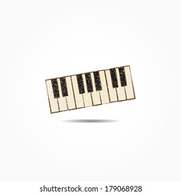 Piano Keys with a Vintage Grunge Style, Vector Illustration