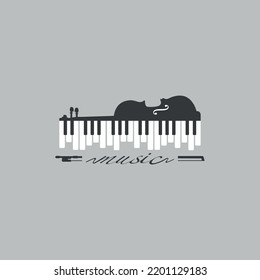 Piano keys and violin logo design. Piano and violin icon design. Musical design.