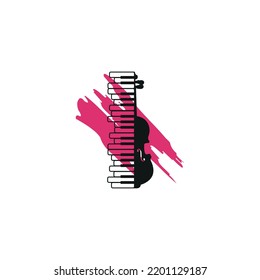 Piano keys and violin logo design. Piano and violin icon design. Musical design.
