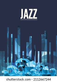 Piano keys with waves for live concert events, jazz music festivals and shows, party flyer. Musical promotional poster with piano keyboard, inspirational music vector