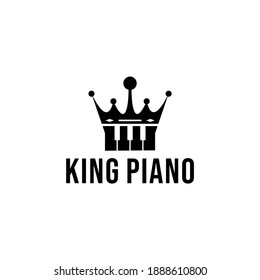 piano king logo with piano crown reflecting the king of piano music