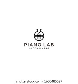 piano lab logo design vector illustration template