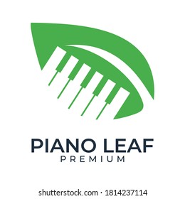 piano leaf nature logo design