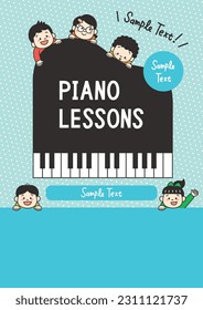 Piano Lessons Flyer Template with Children