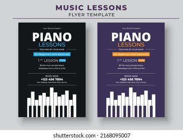 Piano Lessons Poster, Music Lessons Flyer Template