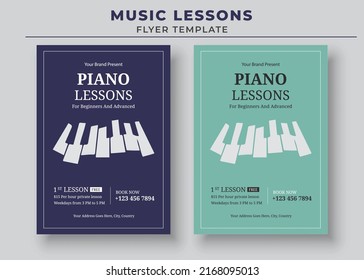 Piano Lessons Poster, Music Lessons Flyer Template