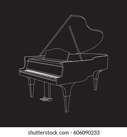 Piano, line design. Vector illustration, EPS 10