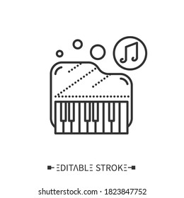  Piano line icon. Classical acoustic keyboard orchestral musical instrument. Classic, ethnic, and modern music. Music from different countries. Isolated vector illustration. Editable stroke