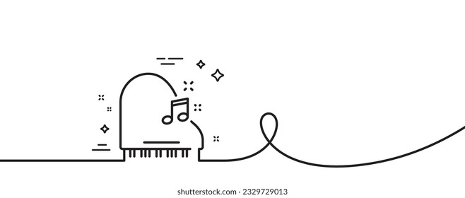 Piano line icon. Continuous one line with curl. Musical instrument sign. Music note symbol. Piano single outline ribbon. Loop curve pattern. Vector