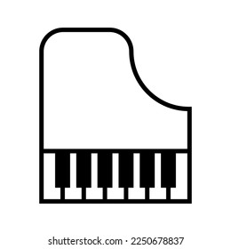 Icono de línea de piano aislado en fondo blanco. Icono delgado plano negro sobre el estilo de contorno moderno. Símbolo lineal y trazo editable. Ilustración vectorial de trazo simple y píxel perfecto