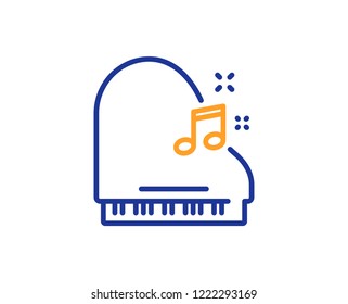 Piano line icon. Musical instrument sign. Music note symbol. Colorful outline concept. Blue and orange thin line color icon. Piano Vector