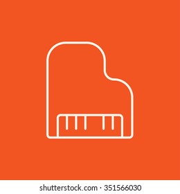Piano line icon for web, mobile and infographics. Vector white icon isolated on red background.