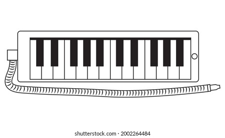 piano line vector illustration,
isolated on white background.top view