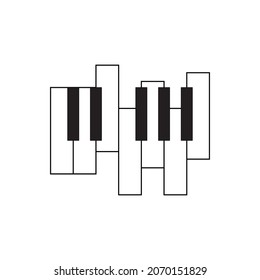 piano linear keyboard keys. Piano black and white vector logo design.