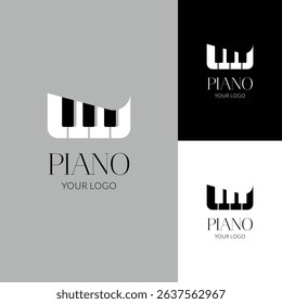 Piano Logo with Black and White Keys – Vector Music Design