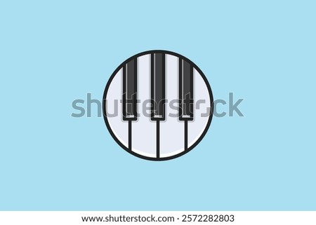 piano logo circle outline filled style with blue background