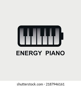 piano logo design with a shape like a battery cube