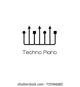 Piano Logo Design Template with technology symbol