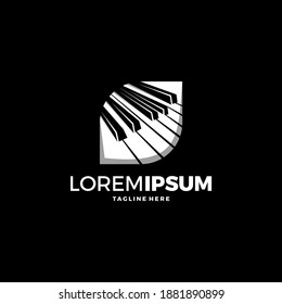 Plantilla vectorial de diseño gráfico con logotipo de piano