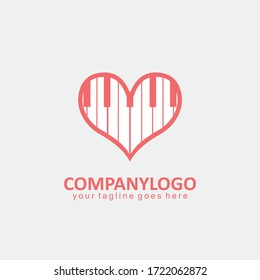 Piano Logo Heart Love Flat 