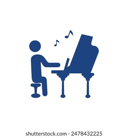 Piano logo icon vector illustration template