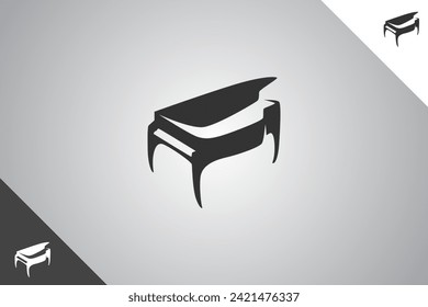 Piano logo. Minimal and modern logotype. Perfect logo for business related to band, musicians and singers industry. Isolated background. Vector eps 10.