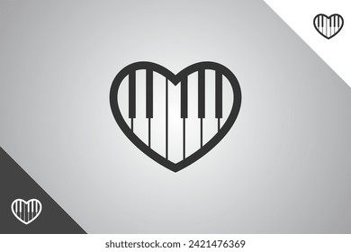 Piano logo. Minimal and modern logotype. Perfect logo for business related to band, musicians and singers industry. Isolated background. Vector eps 10.