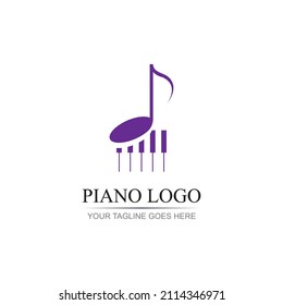 Plantilla de diseño de ilustración de vector con logotipo de piano