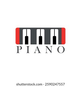 Piano logo vector, music keyboard illustration, black and white musical instrument icon, modern melody design, concert brand emblem, elegant piano keys symbol, classic sound graphic