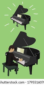 Piano man with green background