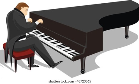 Piano man illustration