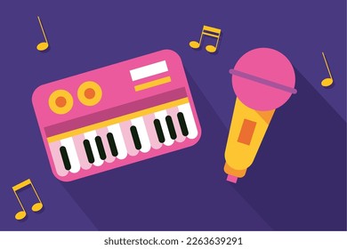 piano and microphone instrument icons