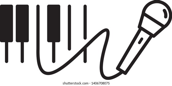 Piano with microphone logo template vector icon design