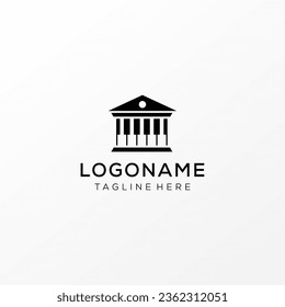 Piano and museum or music and gallery logo concept vector icon