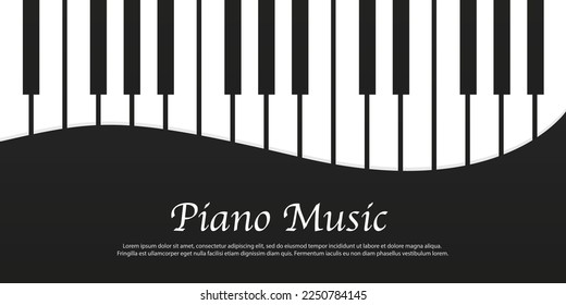 Piano music. Music background with piano keys illustration. Music concept. Piano keyboard logo. Music design template. Vector illustration