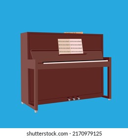 Piano with music book. Illustration