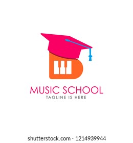 Piano Music College Logo Template
