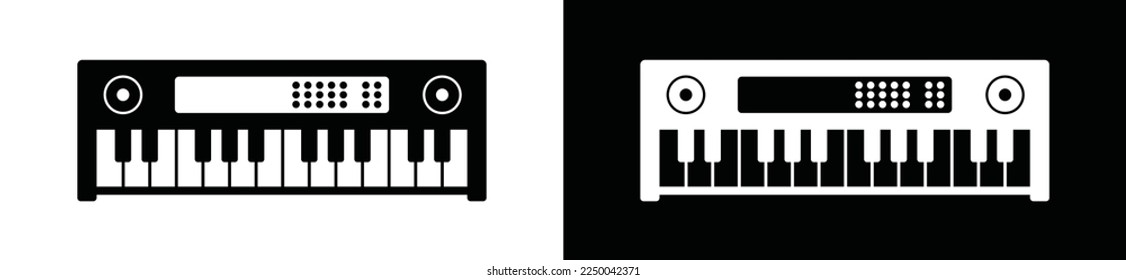 Piano music icon. Piano keys music icon symbol in the balck and white background for apps and websites, vector illustration