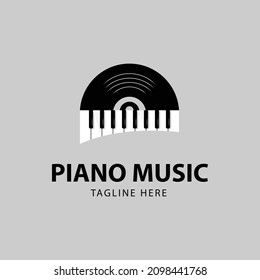 Piano music logo design vector