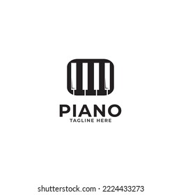 Piano music logo template design.