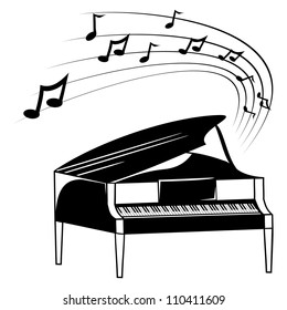 Piano and music notes