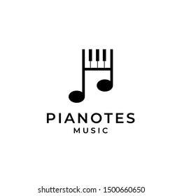 piano and music notes logo design